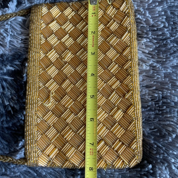 Gold colored Vintage beaded evening bag - Picture 7 of 10